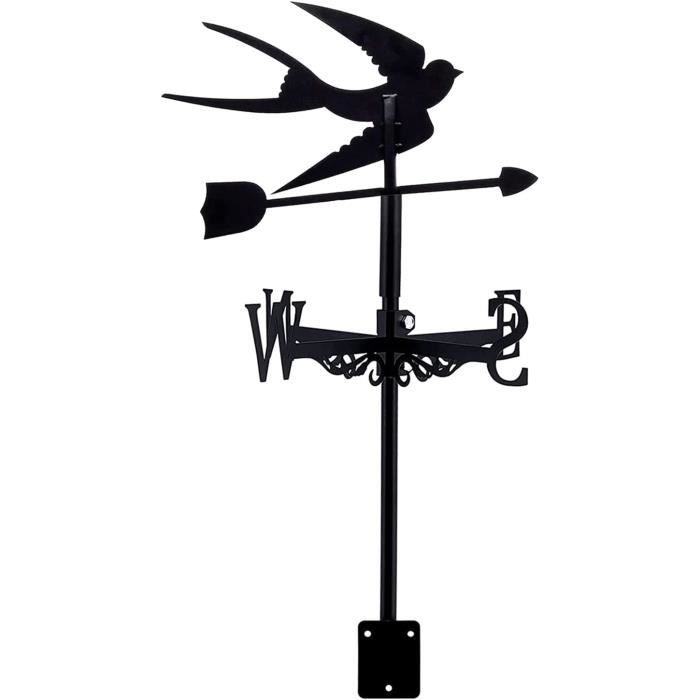 Girouette De Jardin Coq Ou Hirondelle En Fer - Indicateur Direction Vent - Décoration Extérieure Toit Ou Cour - Montage Simple