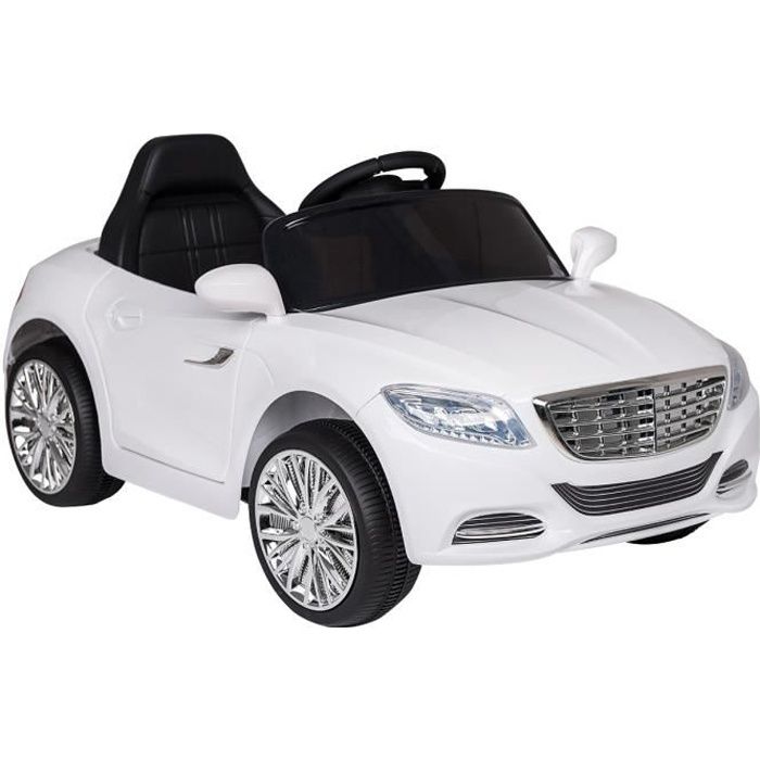 Voiture Electrique Berline Coupe Blanc Pour Enfant 25w Indicateur De Batterie Ceinture De Securite Klaxon Systeme Audio Porte Cdiscount Jeux Jouets