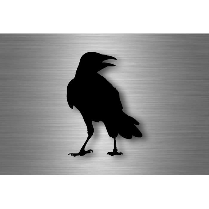 Autocollant Déco Corbeau Silhouette Noir - Pour Voiture, Moto Ou Objet