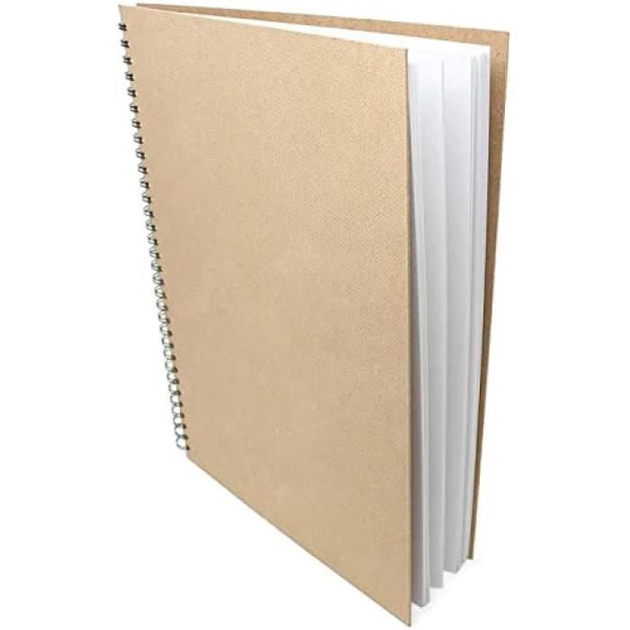 Lot De 4 Cahiers A5 VEESUN - Couverture Kraft, Spirale Dorée, 80 Feuilles Blanc
