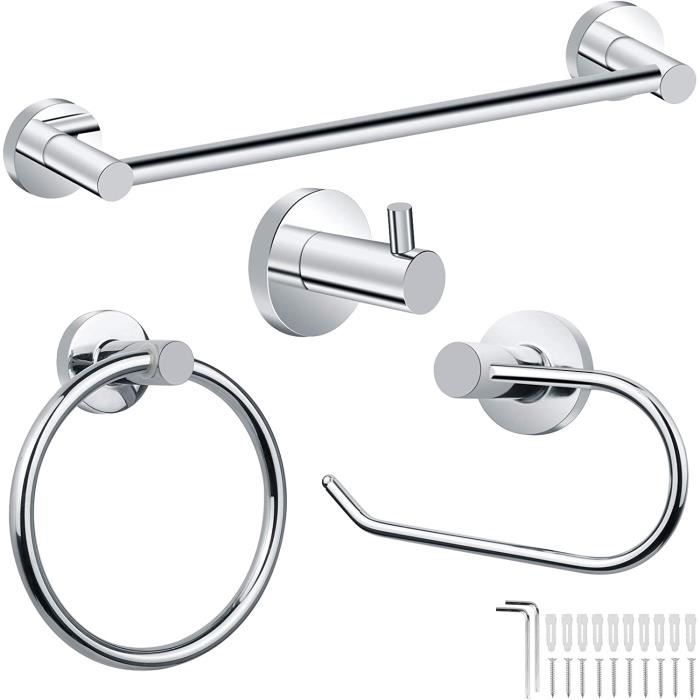 Ensemble Accessoires Salle De Bain 4 Pièces Céramique Gris Oiseau – Distributeur Savon, Porte-Savon, Gobelet & Porte-Brosse