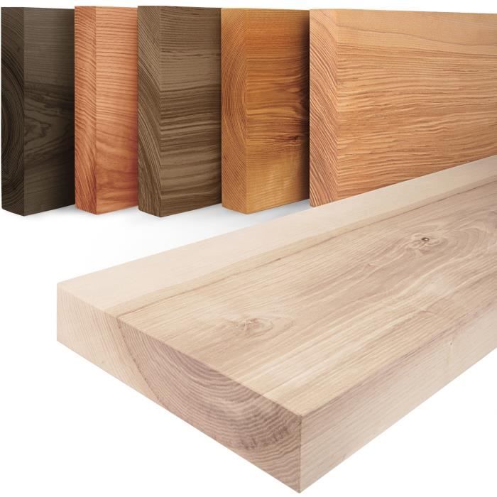 LAMO Manufaktur Étagère bois massif sans pièces de fixation Etagere 40 cm largeur Couleur: brut Bord: droit belle veinure LAMO Manufaktur Étagère bois massif sans pièces de fixation Etagere 40 cm largeur Couleur: brut Bord: droit belle veinure