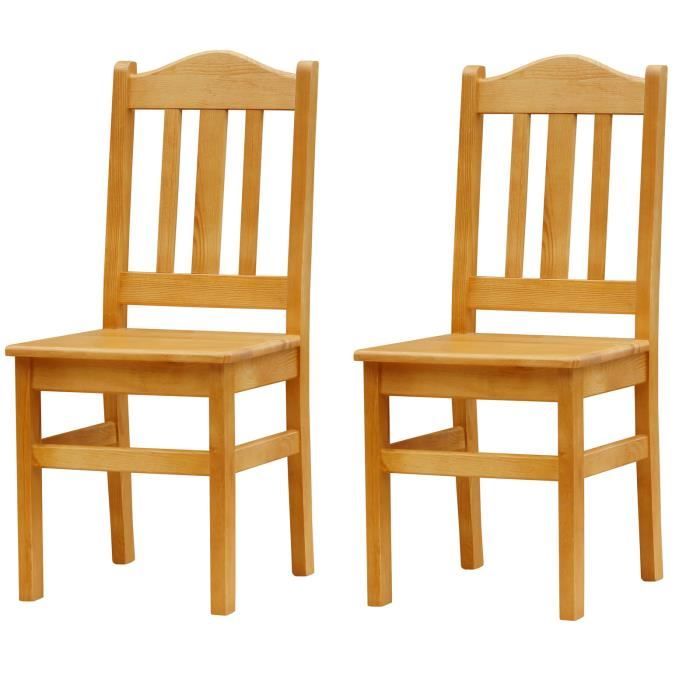 chaise en bois - couleur aulne - 2 pièces