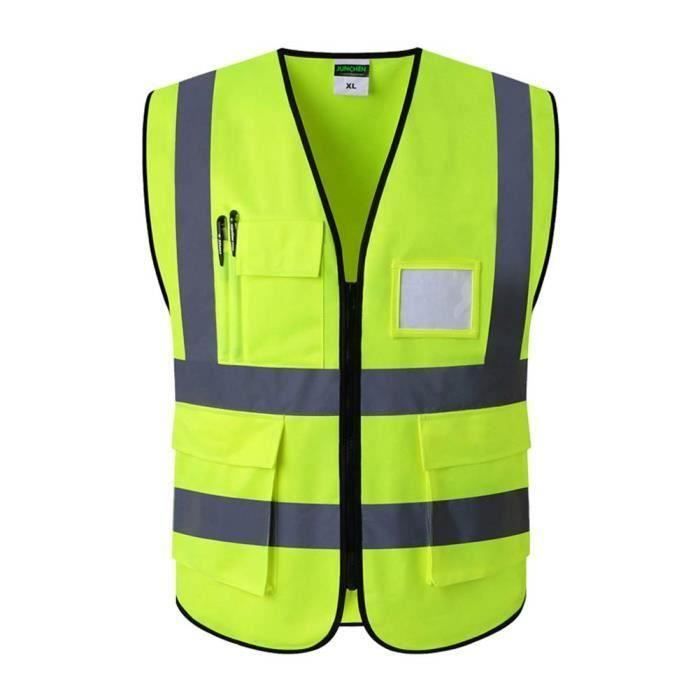  Gowkeey Lot de 5 gilets de sécurité pour voiture - Jaune fluo -  Réfléchissant - Haute visibilité - Pour automobilistes, conducteurs,  travailleurs