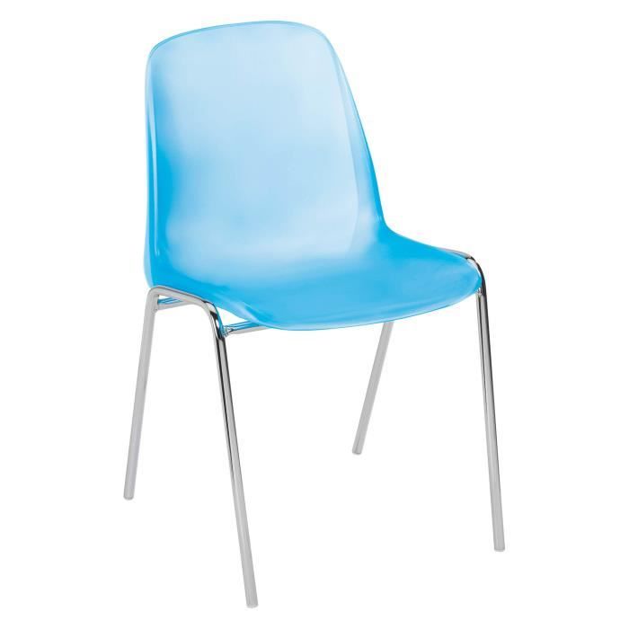 Chaise coque translucide bleu - Lot de 4