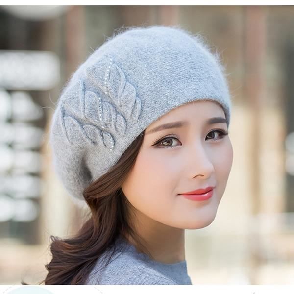 Bonnet Béret D'hiver Femme - Tricoté Doublé Polaire, Chaud Et Confortable - Taille Unique, Couleur Blanc Ou Noir
