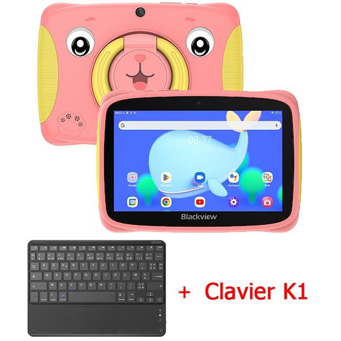 Blackview Tab 3 Kids Tablette Enfants Android 13 7 60HZ 4Go+32Go-SD 1To 3280mAh WiFi Éducative Tablette Rose Avec Clavier K1