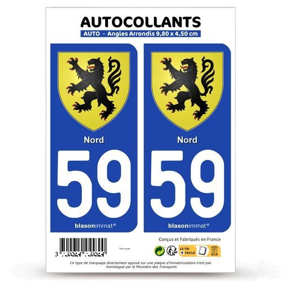 Hauts de France, Picardie et Nord Pas de Calais - stickers pour plaques immatriculation, adhésifs logos régions