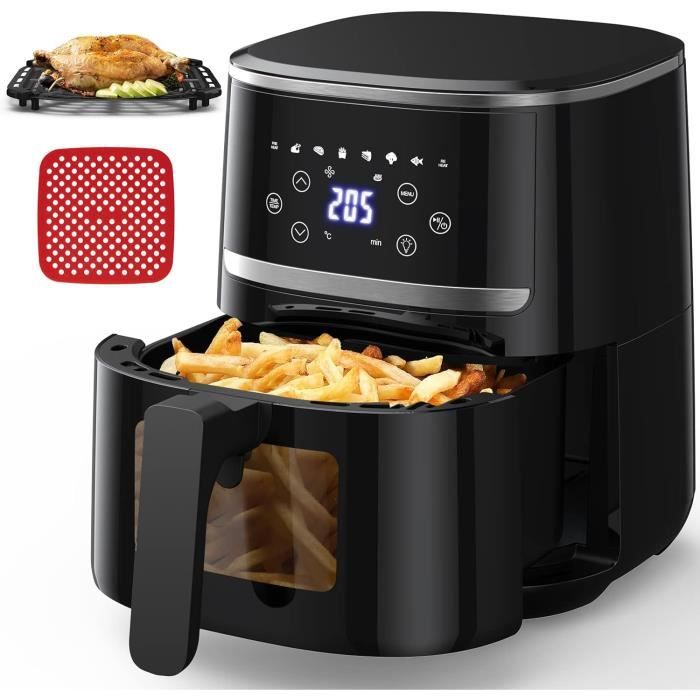 Friteuse à Air (Air Fryer) 8 Litres 2400W - Fenêtre Visible - Préchauffage Intelligent - Garantie 3 Ans