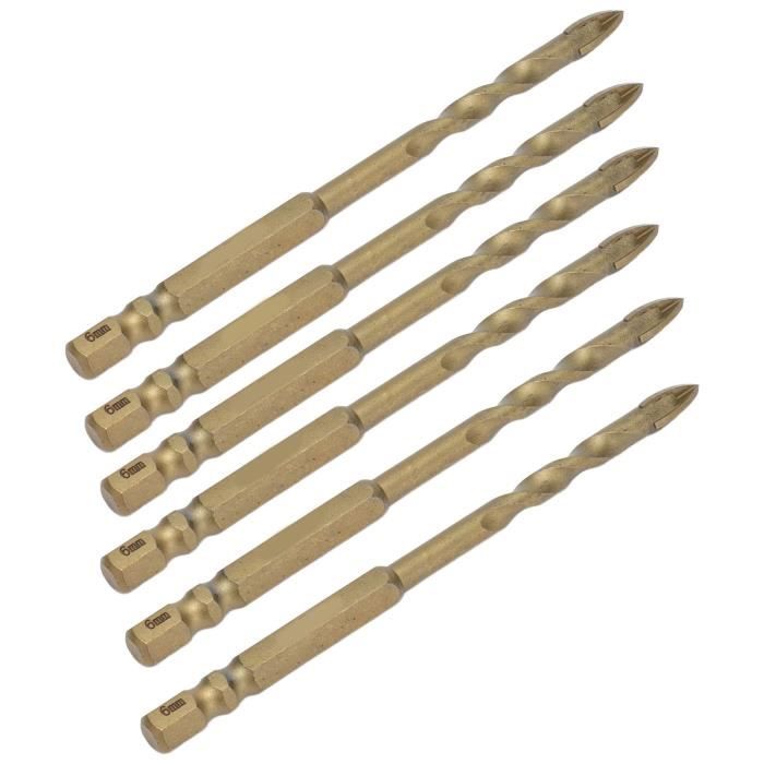 10 Forets Carbure BGTEC 4 Cannelures – Diamètres 5 à 12 Mm, Queue Hex 6,35 Mm, Pour Carrelage, Béton, Bois…