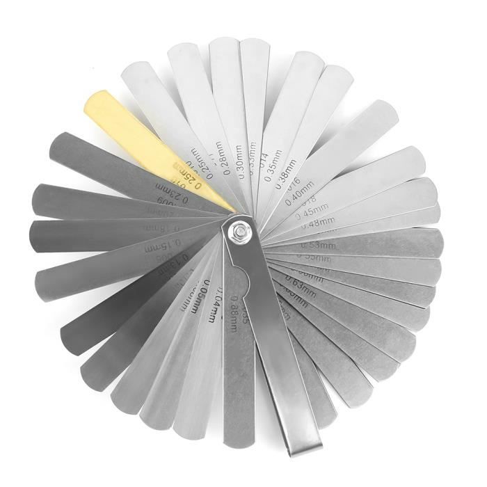 Jauge Épaisseur 16 Lames Acier Inox - 0.05 à 1.00mm Pour Mesure Jeu Fente