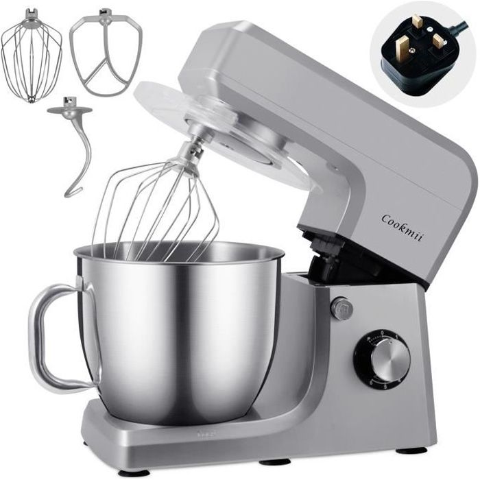 Cookmii 1800w Robot Patissier Robot Petrin Robot Multifonctions 6 5l Avec 6 Vitesses Argent Prise Britannique Cdiscount Electromenager