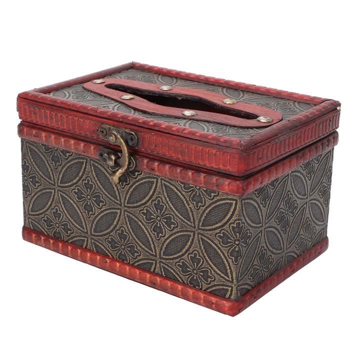 Boîte à Mouchoirs En Bois Rétro - Distributeur Serviettes Élégant Pour Maison Bureau Voiture