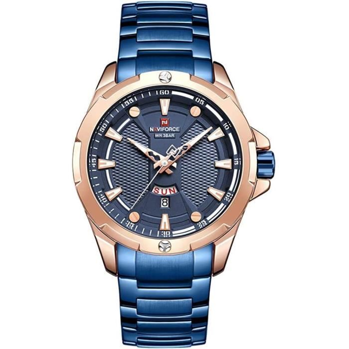 Montre Homme à Quartz Avec Roulette Tournante - Cadran 45 Mm, Boîtier Or Rose, Verre Minéral, Étanche 30m - SACOSDING