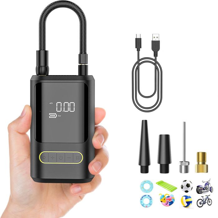 Gonfleur Pneu Voiture Sans Fil 6000mAh 150PSI Mini Pompe Compresseur à Air Portatif NumériquePompe à air Rechargeable pour