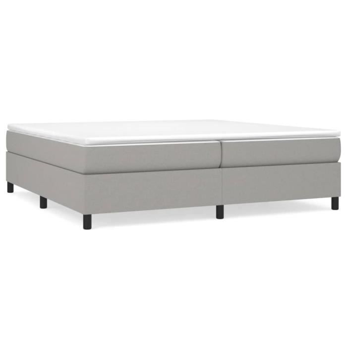 Sommier à ressorts ESTINK - Gris clair - 200x200 cm - Tissu - Contemporain