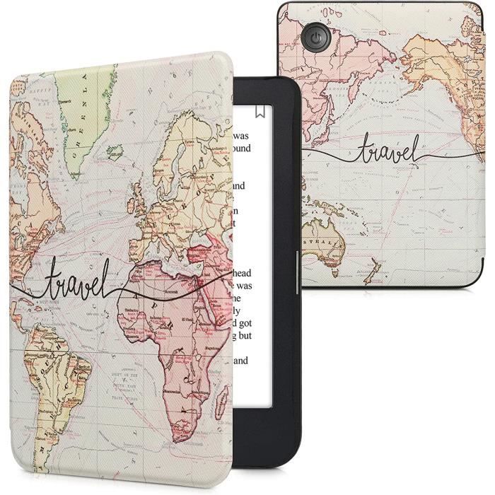 Etui pour Kobo Clara 2E Carte du Monde Coque de Protection pour Kobo Clara 2e - Tolino Shine 4 2022 Housse Auto Réveil-Sommeil