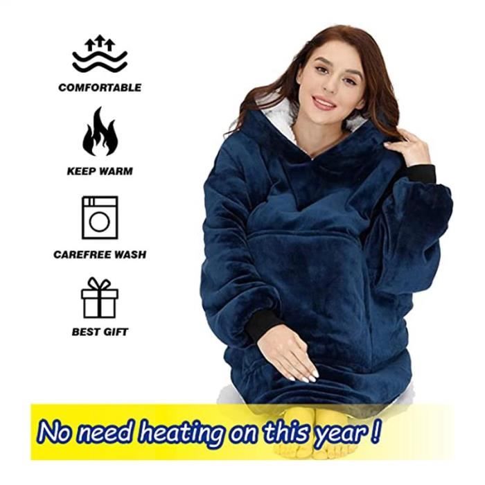 Meilleurs prix pour Sweat à capuche Oversize - Couverture super douce et chaude - Confortable  Taille unique - pour femmes, hommes, filles, garçons bleu