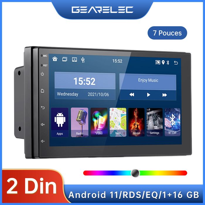 GEARELEC Autoradio 7 Pouces Android 11 2 Din Écran Tactile avec  WiFi/FM/RDS/EQ/AUX/GPS/Bluetooth Main Libre - Cdiscount Auto