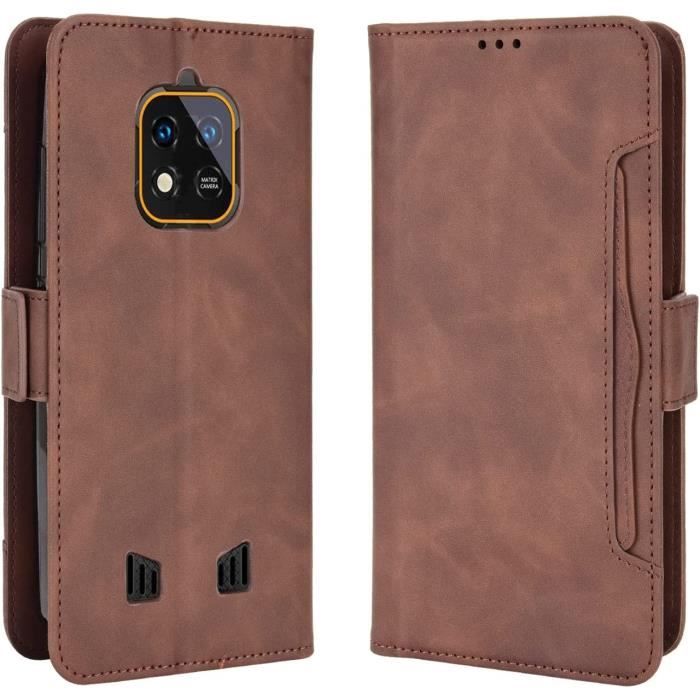 Housse De Protection Pour Oukitel WP28S - Étui Rabat Similicuir Marron, Neuf