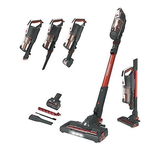 Hoover HF522SFP 011, Aspirateur Balai Multifonction, Gris Obsidienne & Pierre de Soleil Rouge Métallisé, 54 W, 0.45 liters, 84