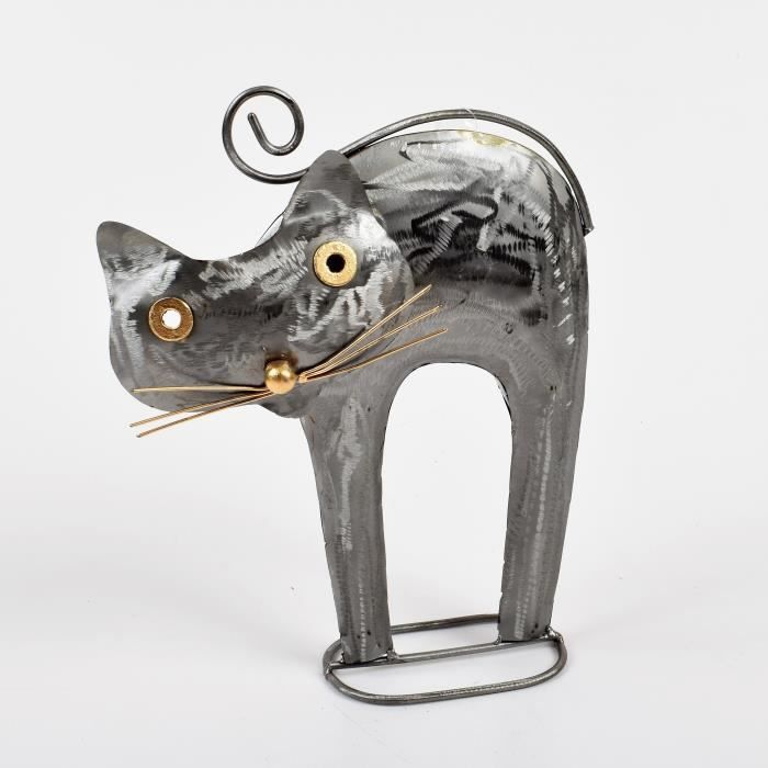 Sculpture De Pierre De Chat Noir, Sculpture Noire De Tête De