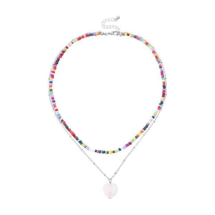 Collier Long Argenté Avec Pendentif Boîte Rond Et Turquoise - 71 Cm, Style Bohème Occasion