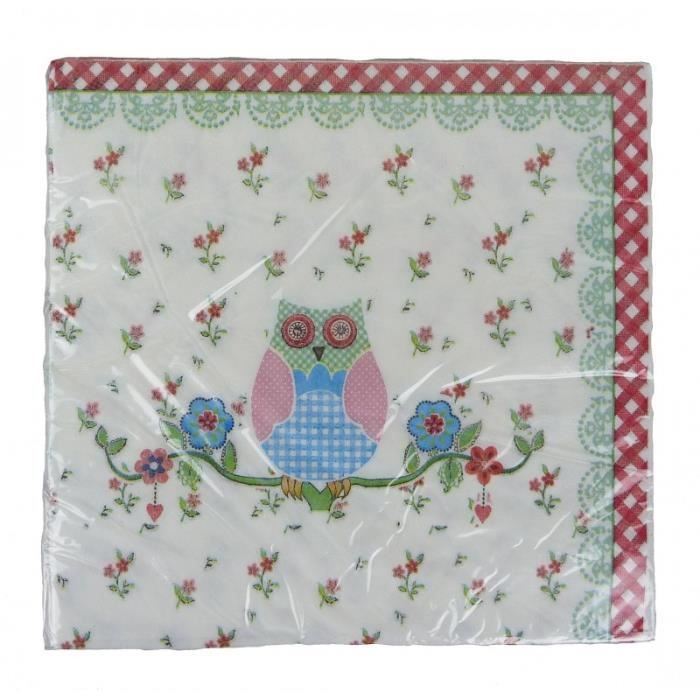 Lot De 20 Serviettes En Papier Motif Oiseaux Et Jardin Tropical Sur