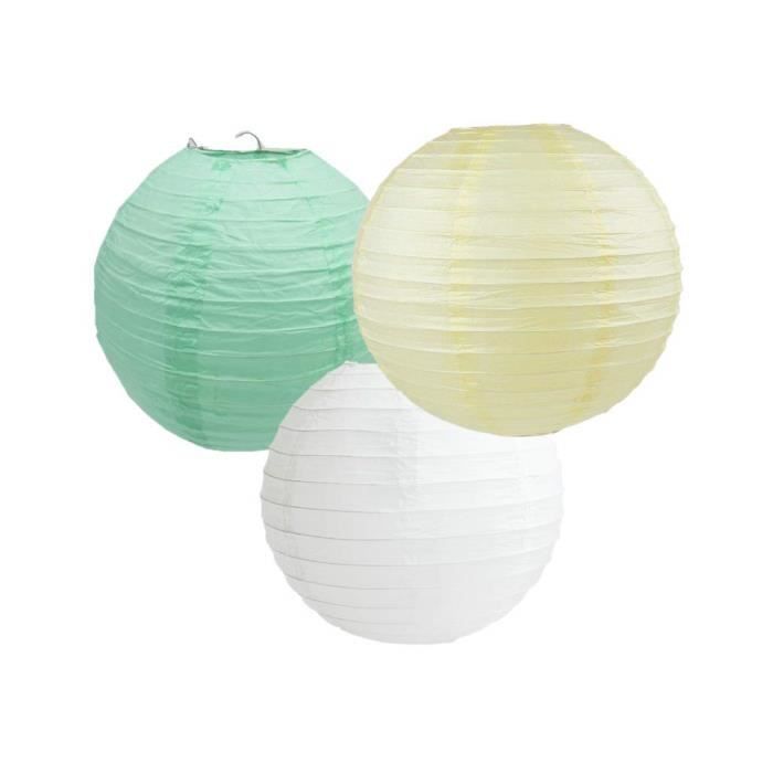 Blanc 16 Lot de 3 lanternes rondes en papier pour décoration de fête Lot multicolore 40 Cm Métal 