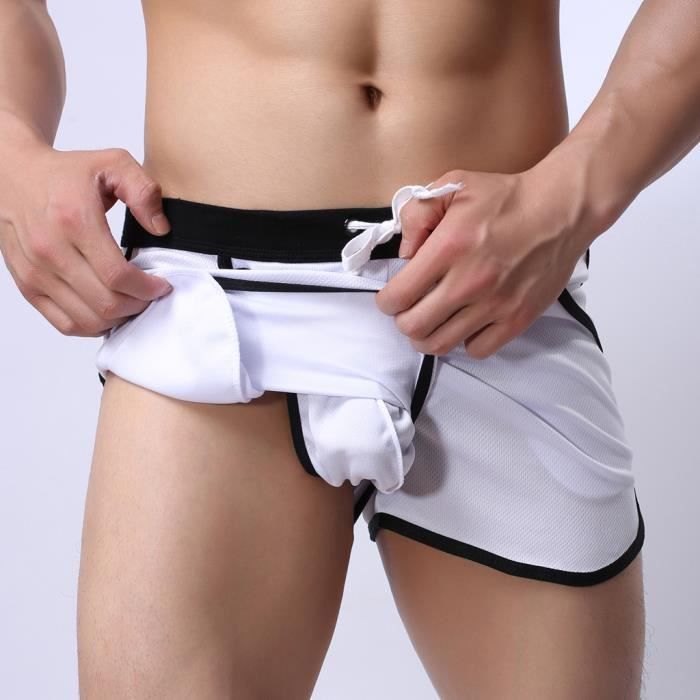 boxer de bain blanc homme