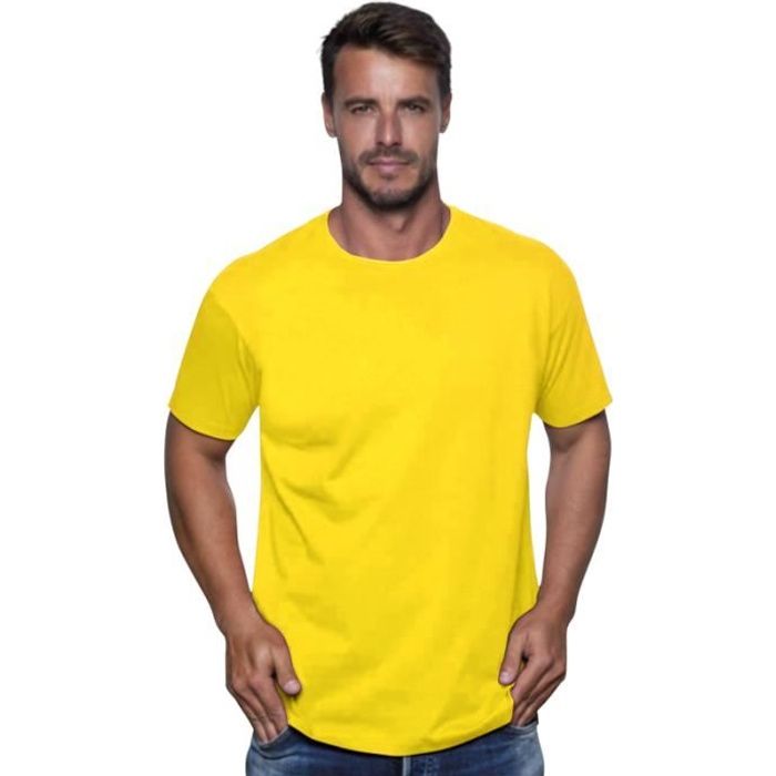 Tee shirt Homme JHK jaune 100% Coto
