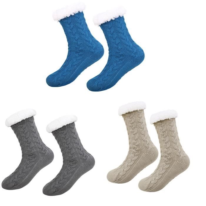Chaussettes, 3 paires de chaussettes de sol chaudes de Noël en hiver (bleu  + gris + curry) bleu + gris + curry - Cdiscount Sport