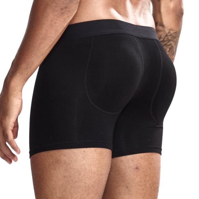 Boxer-shorty,Boxer rembourré en coton doux pour homme,sous-vêtement  rehausseur de fesses,respirant,coussin éponge - JM455BLACK Blanc -  Cdiscount Prêt-à-Porter