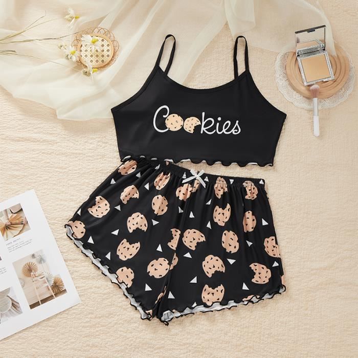Bas De Pyjama Femme Short - Pyjama Confortable Imprimé Dessin Animé Kawaii | Pantalon Nuit Léger, Taille élastique, Pour été Et Maison
