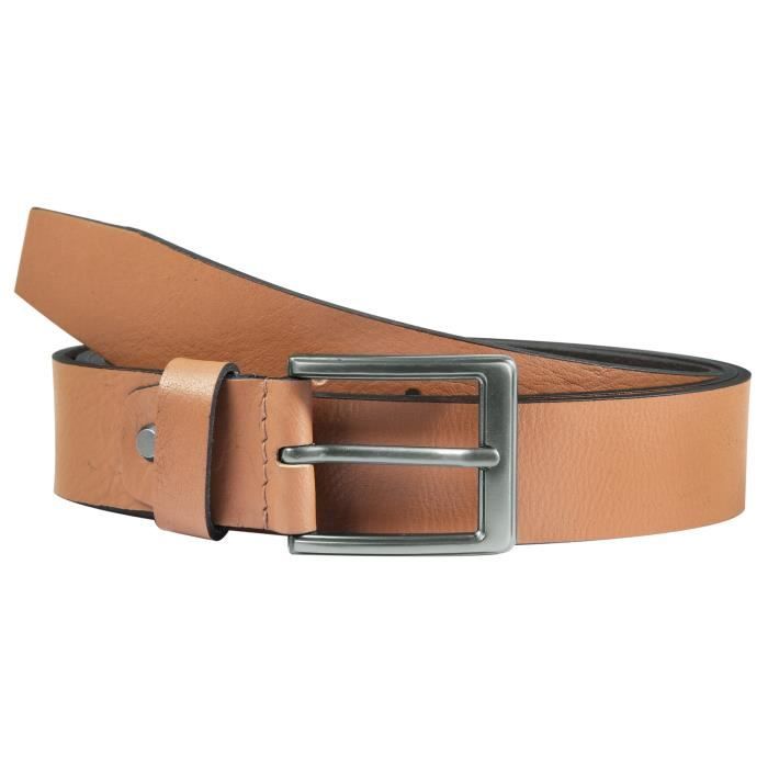 Ceinture Homme En Cuir Véritable Marron Foncé - Boucle Avec Motif Chien Labrador, Taille 42