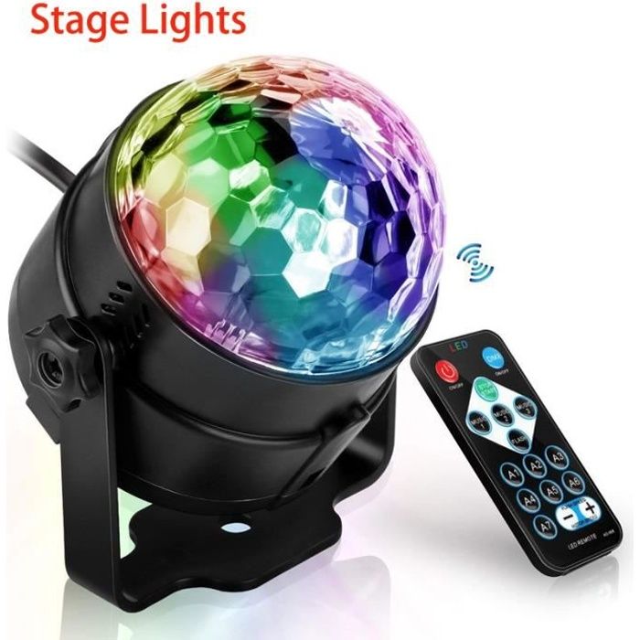 Lampe de Scène Jeux de lumière Soirée Boule à Facette à Télécommande LED Disco Eclairage DJ spot Soirée