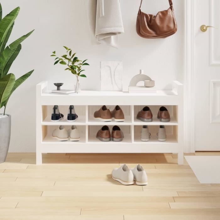 omabeta bancs coffres - banc d'entrée blanc 110x40x60 cm bois de pin massif - meubles haut de gamme - m25037
