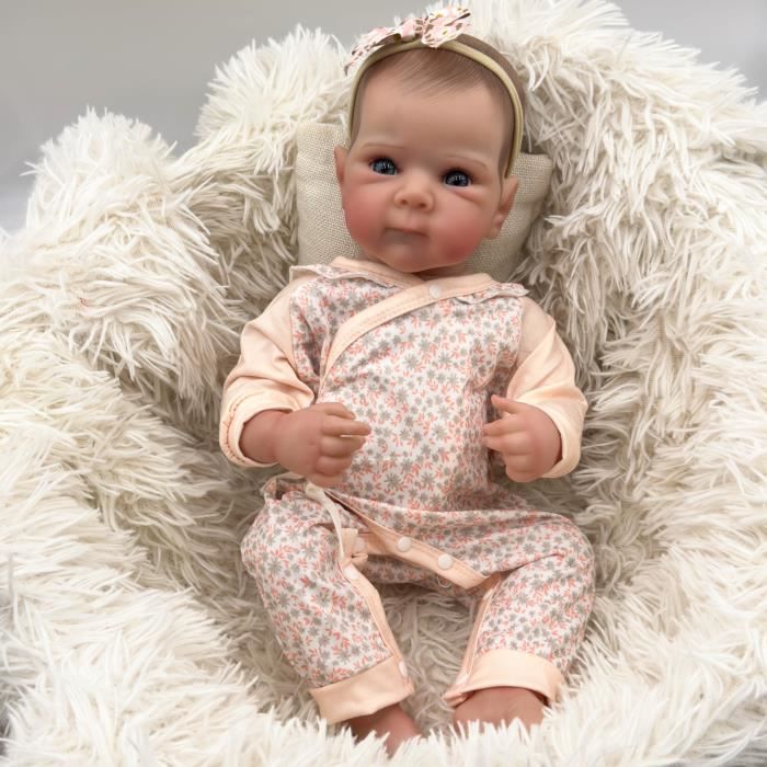 Bébé Reborn en silicone fille yeux bleu ouvert