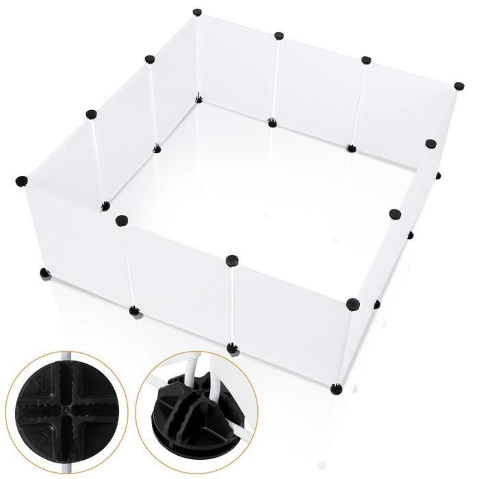 Comparer les prix de Riossad Enclos 12Pcs 35x45cm Clôture modulaire assemblage facile Blanc Blanc Pour intérieur et extérieur Chiot PARC
