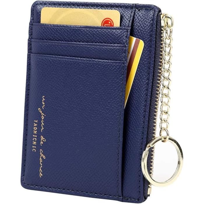 Mandala Bleu Porte Carte Fidelite En Cuir Pour Femme Noir[J8391