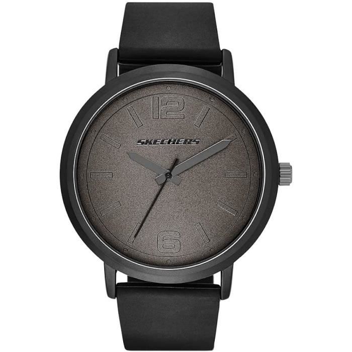 montre skechers ardmore homme - boîtier en alliage noir de 46 mm avec bracelet en silicone - sr5042