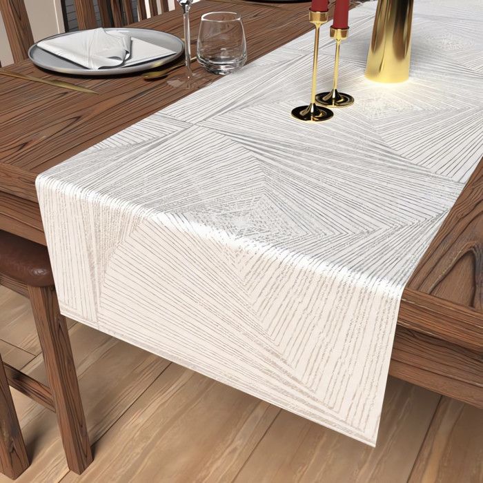Nappe De Table Rectangulaire Luxe - Soleil D'Ocre - Bleu Nuit - 150x300 Cm - Anti-tâches Et Déperlante