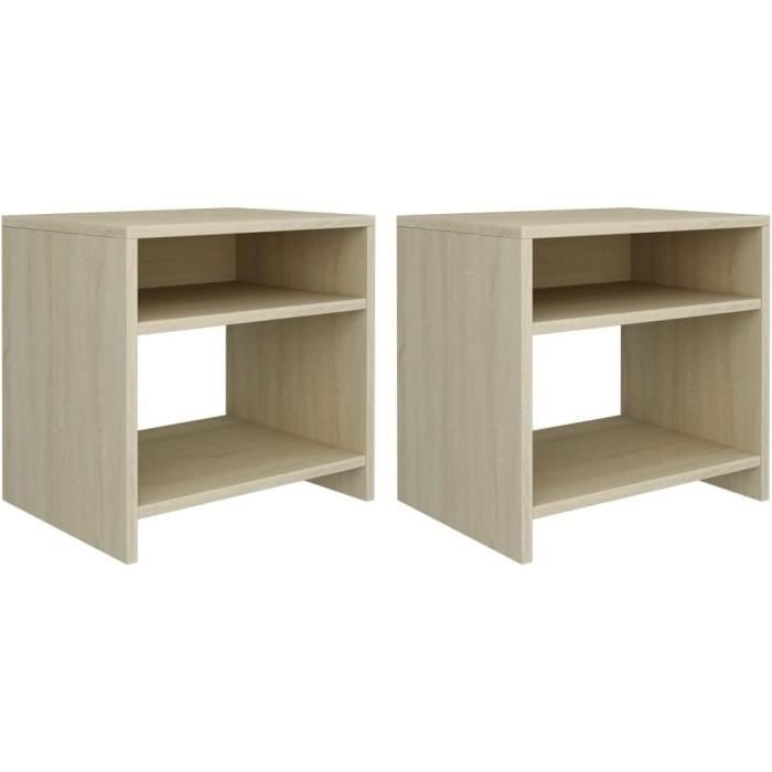 Table De Chevet Lot De 2 - Design Noir Et Or Avec Tiroir, En Bois De Manguier, Dimensions 40x33x46 Cm