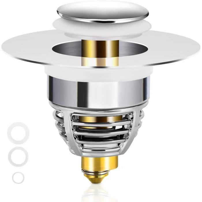 Siphon D'évier En Acier Inoxydable Avec Bouchon - Siphon Universel Bonde Pop Up Kit Noir Avec Trop Plein 96424001
