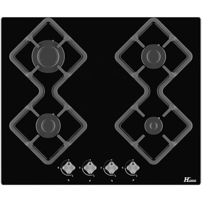 HUDSON HTGK4VN Plaque Cuisson Gaz 4 Feux Encastrée 60 centimètre