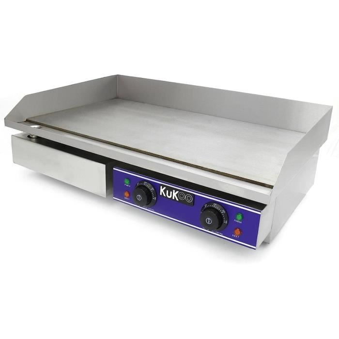 Plancha Plaque Gril Acier Inoxydable 36x30cm - Plaque Cuisson BBQ Teppanyaki Avec Spatules