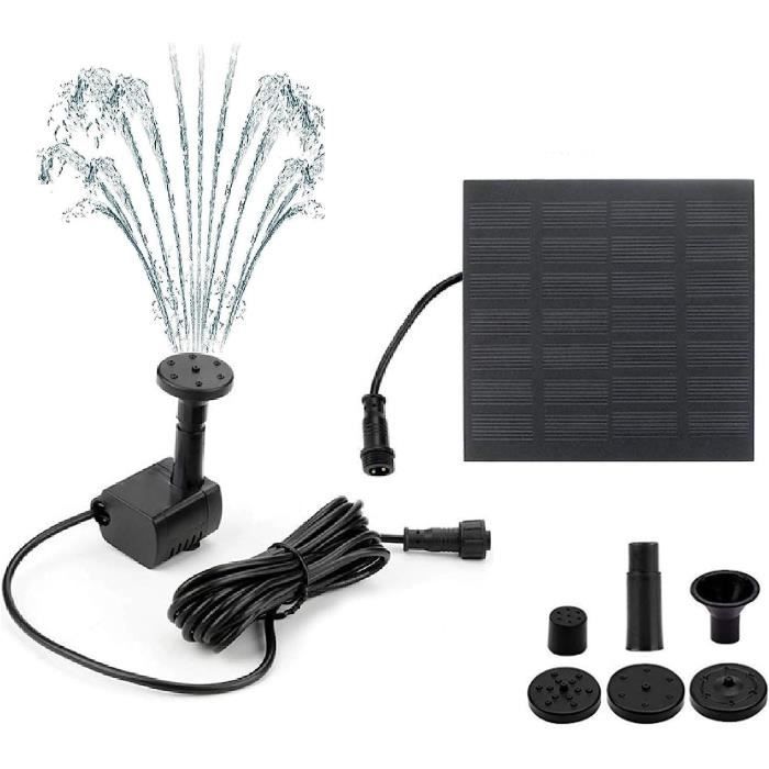 Mademax Pompe Solaire Pour Fontaine à Oiseaux 2.2W - Fontaine Flottante Avec 4 Buses - Pompe à Eau Solaire Pour Bain D'Oiseaux, Jardin, Bassin Et Piscine