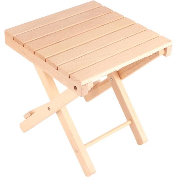 Tabouret Pliable En Bois Naturel - Hauteur 45 Ou 60 Cm - Style Rotin Ou Classique - Portable Et Solide