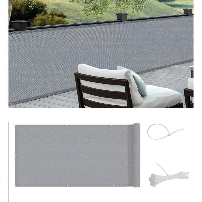 Brise-Vue Pour Balcon UFAMILUK - Toile Polyester Anthracite 80 Cm Hauteur, Protection Intimité Et Soleil