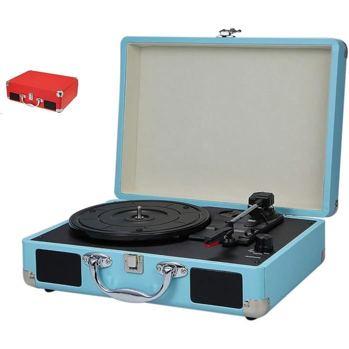 Tourne-disque Multifonction Avec Veilleuse Et Horloge | Bluetooth, Radio, Lecteur Carte SD | Design Rétro Vert - 3